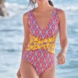 Sundance One Piece Swimsuit Womens M Medium Mix Print Boho
